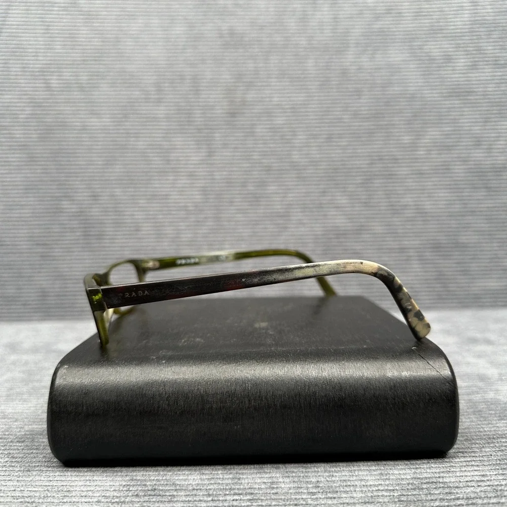 Prada VPR 07E Tortoise Olive Green Rectangular Eyeglasses Frames Italy 52-16-140